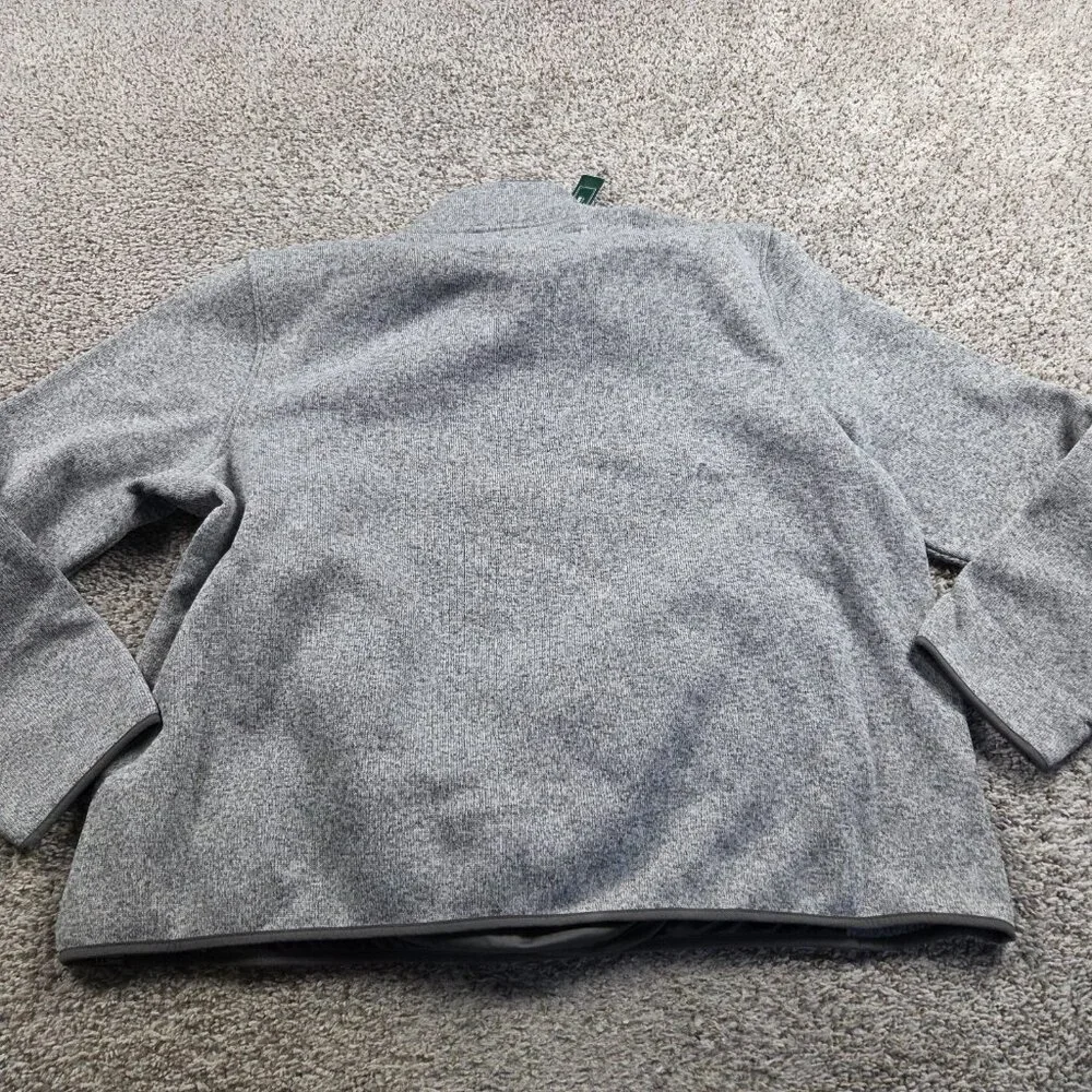 LL Bean Sweater Men’s 3XL Gray Pullover Snap T Fleece Slightly Fitted LOGO TAGS